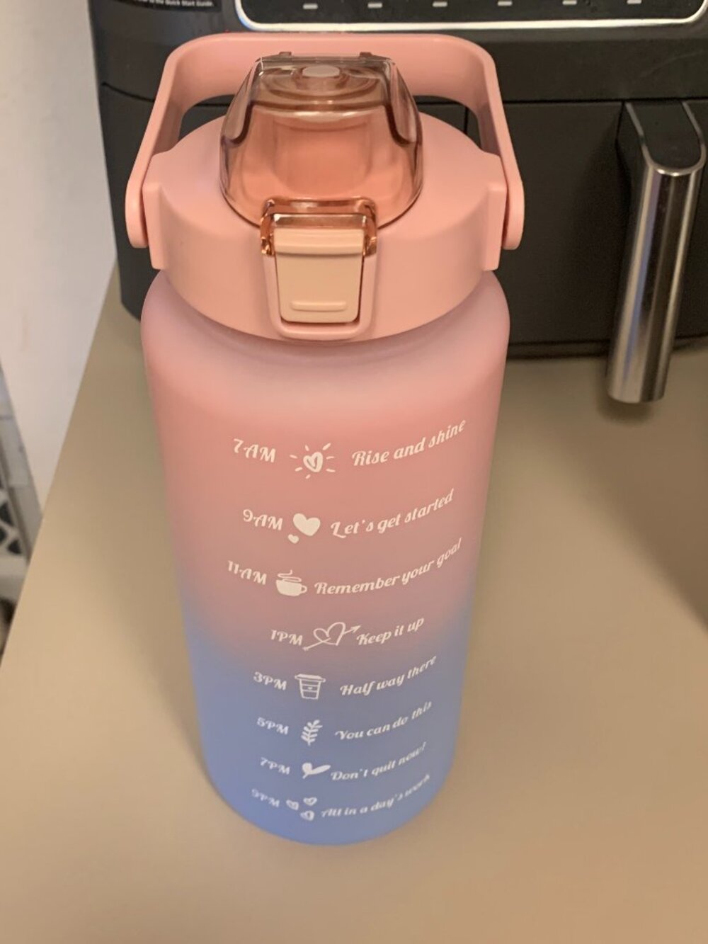 64 Oz Pink & Blue Ombre Motivational Water Bottle